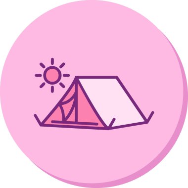 Çöldeki bir kamp çadırı ikonunun vektör çizimi