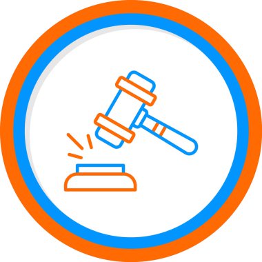 Yargıç çekiç ikonu, vektör illüstrasyonu. Gavel.                               