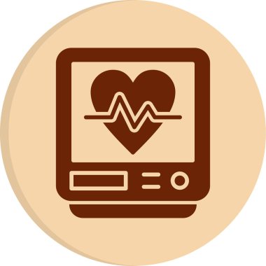 Ekranda kalp atış hızı simgesi olan akıllı aygıt, vektör, beyaz arkaplanda izole. Görüntü.