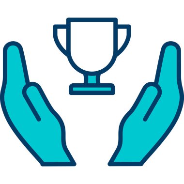 Galibiyet, kupa vektör simgesi ile eller