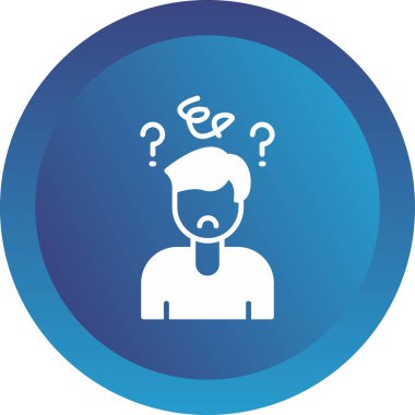 Soru işaretleri ile karışık adam simgesi. Basit tasarım 