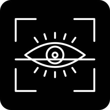 Göz Tarama Ağı simgesi, vektör illüstrasyonu. Tarama çerçevesi vektör ana hatları işaretli dijital göz