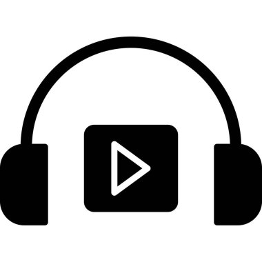 Podacast Dinleme eşleşmeli ikon vektör çizimi