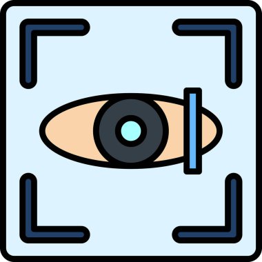 Göz Tarama Ağı simgesi, vektör illüstrasyonu. Tarama çerçevesi vektör ana hatları işaretli dijital göz