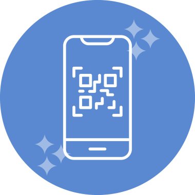 Cep telefonu ekranında QR kodu, vektör illüstrasyonu basit tasarım