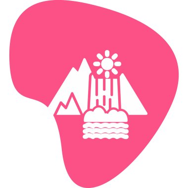 Dağların simgesindeki bir şelalenin vektör çizimi 