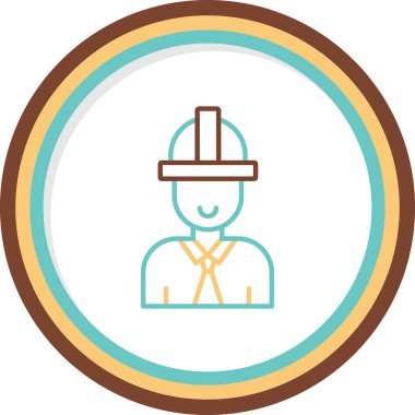 Miğfer ağ simgesi içindeki mimar işçisi, vektör illüstrasyonu 