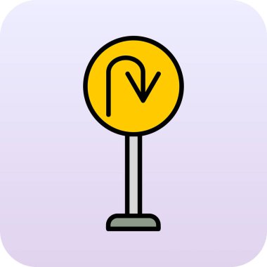 U Dönüş simgesi vektör illüstrasyonu         