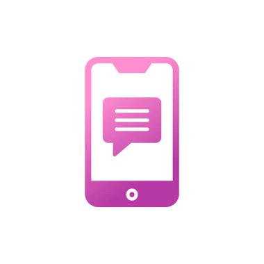 Ekran simgesinde konuşma balonu olan akıllı telefon, vektör illüstrasyon grafik tasarımı 