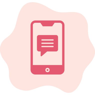 Ekran simgesinde konuşma balonu olan akıllı telefon, vektör illüstrasyon grafik tasarımı 