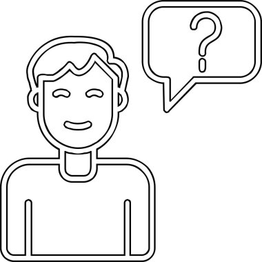 Müşteri Soru simgesi, vektör illüstrasyonu. Logotype. Konuşma balonunda soru işareti olan çocuk Avatar 'ı  