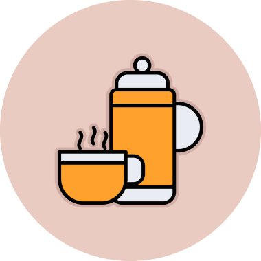 Kap ikonlu termos. Web basit illüstrasyonu