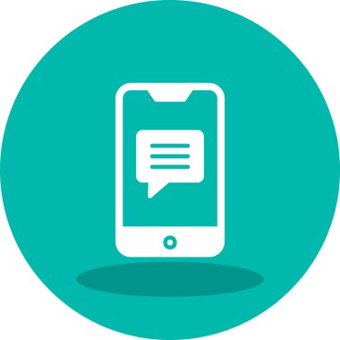 Ekran simgesinde konuşma balonu olan akıllı telefon, vektör illüstrasyon grafik tasarımı 