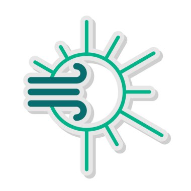 Güneşli rüzgarlı hava durumu simgesi, vektör illüstrasyonu