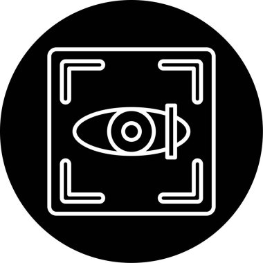 Göz Tarama Ağı simgesi, vektör illüstrasyonu. Tarama çerçevesi vektör ana hatları işaretli dijital göz