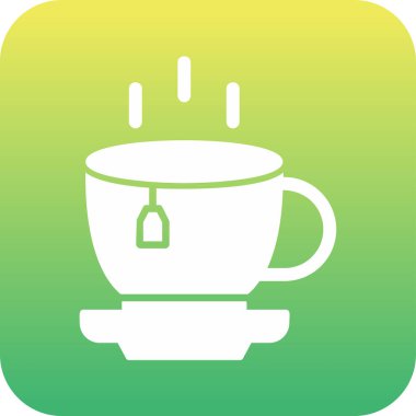 Bir fincan çay ağı simgesi, vektör illüstrasyonu 