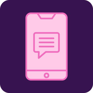 Ekran simgesinde konuşma balonu olan akıllı telefon, vektör illüstrasyon grafik tasarımı 