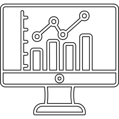 çevrimiçi bar grafikli bilgisayar ekranı, web simgesi basit illüstrasyon