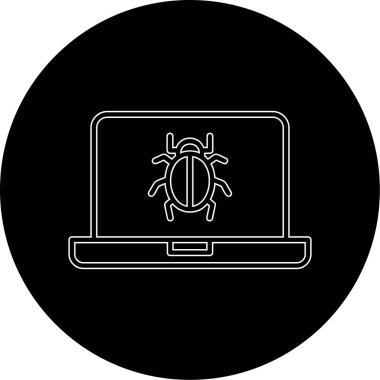 bilgisayar zararlı yazılım simgesi, vektör illüstrasyonu basit tasarım