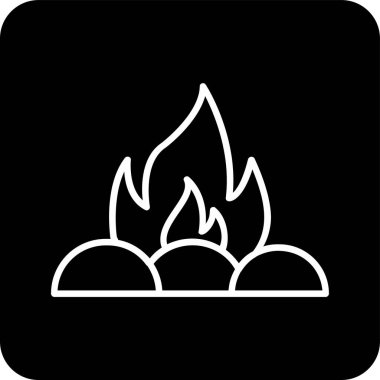 Kamp ateşi simgesi, vektör illüstrasyonu, düz tasarım 