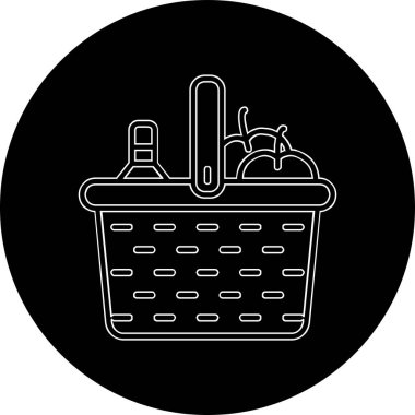 piknik sepeti simge vektör çizim