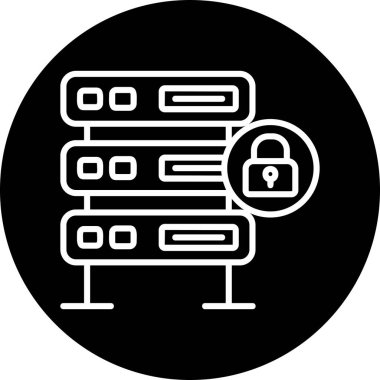 Şifrelenmiş sunucu simgesi, vektör illüstrasyonu basit tasarım