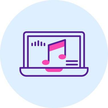 dizüstü bilgisayar vektör illüstrasyonu üzerine nota