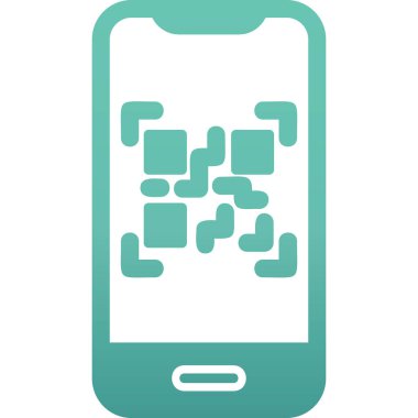 Cep telefonu ekranında QR kodu, vektör illüstrasyonu basit tasarım