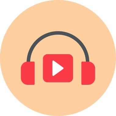 Podacast Dinleme eşleşmeli ikon vektör çizimi