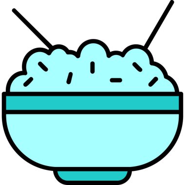 Pirinç kasesi. Web simgesi basit illüstrasyon            