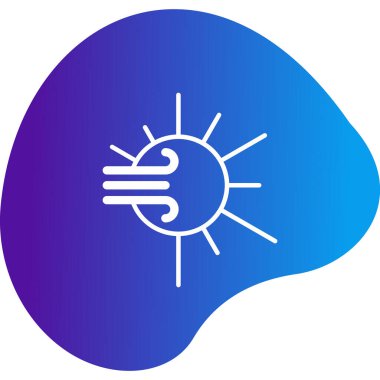 Güneşli rüzgarlı hava durumu simgesi, vektör illüstrasyonu