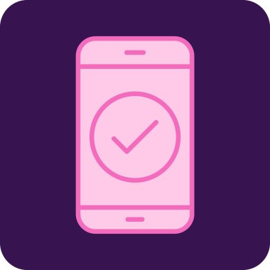 Tik işaretli telefon, vektör illüstrasyonu basit tasarım