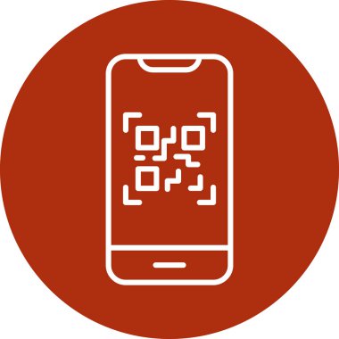 Cep telefonu ekranında QR kodu, vektör illüstrasyonu basit tasarım