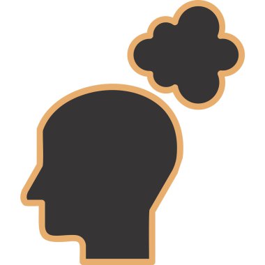 Düşünen baş simgesi, vektör çizimi basit tasarım