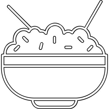 Pirinç kasesi. Web simgesi basit illüstrasyon            