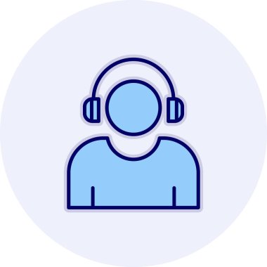 Etkilendirici kulaklık takar Web simgesi, vektör illüstrasyonu