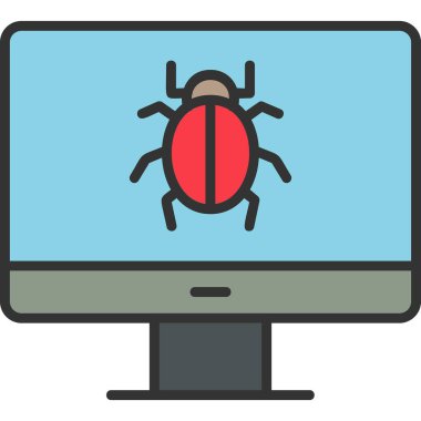 bilgisayar virüsü simgesi, vektör illüstrasyonu basit tasarım