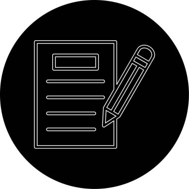 Belge ve kalem simgesi, vektör illüstrasyonu basit tasarım