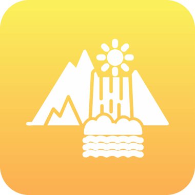 Dağların simgesindeki bir şelalenin vektör çizimi 