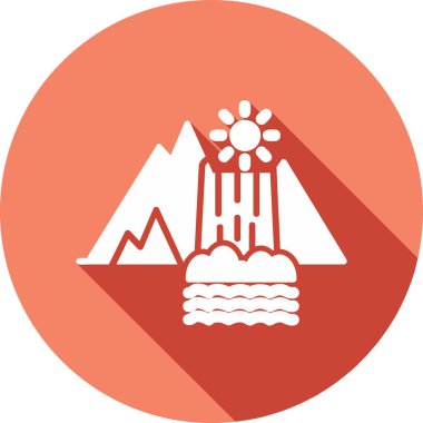 Dağların simgesindeki bir şelalenin vektör çizimi 