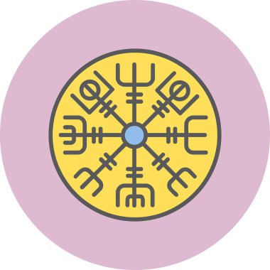 Vegvisir runik pusula simgesi, vektör illüstrasyonu.