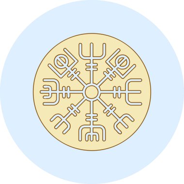 Vegvisir runik pusula simgesi, vektör illüstrasyonu.