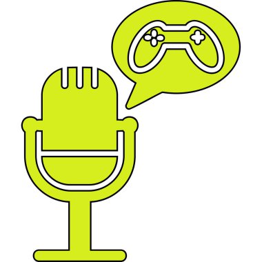 Mikrofon ve joystick, oyun akış ekipmanları konsepti çizimi