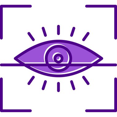 Göz Tarama Ağı simgesi, vektör illüstrasyonu. Tarama çerçevesi vektör ana hatları işaretli dijital göz