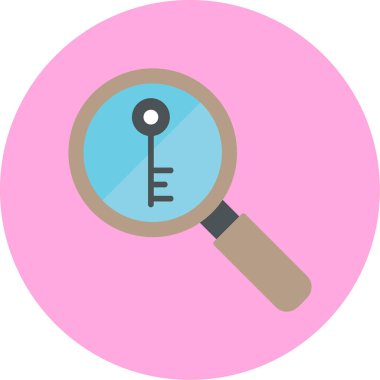 Anahtarlı büyüteç, vektör illüstrasyonu basit tasarım