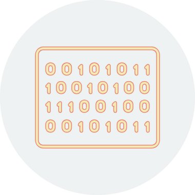 İkili Kod simgesi, vektör illüstrasyonu 