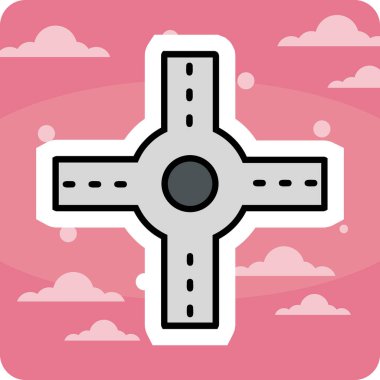 Crossroad simgesi, vektör illüstrasyonu basit tasarım