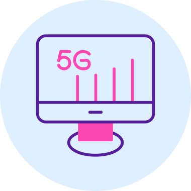 5G Monitör. Web simgesi basit illüstrasyon          