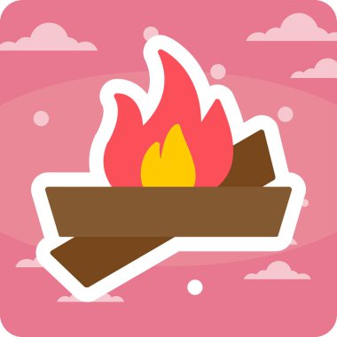 şenlik ateşi simgesi, ağ basit illüstrasyon