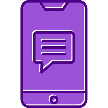 Ekran simgesinde konuşma balonu olan akıllı telefon, vektör illüstrasyon grafik tasarımı 